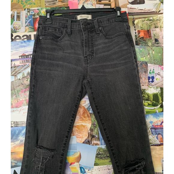 Black Sea Madewell 9 Mid Rise Raw Hem Skinny Jeans 26 - Picture 2 of 7